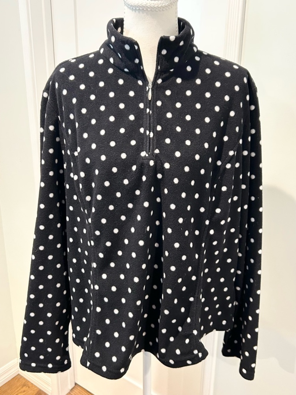 Coldwater Creek Polka Dot 1/4 Zip Fleece Pullover